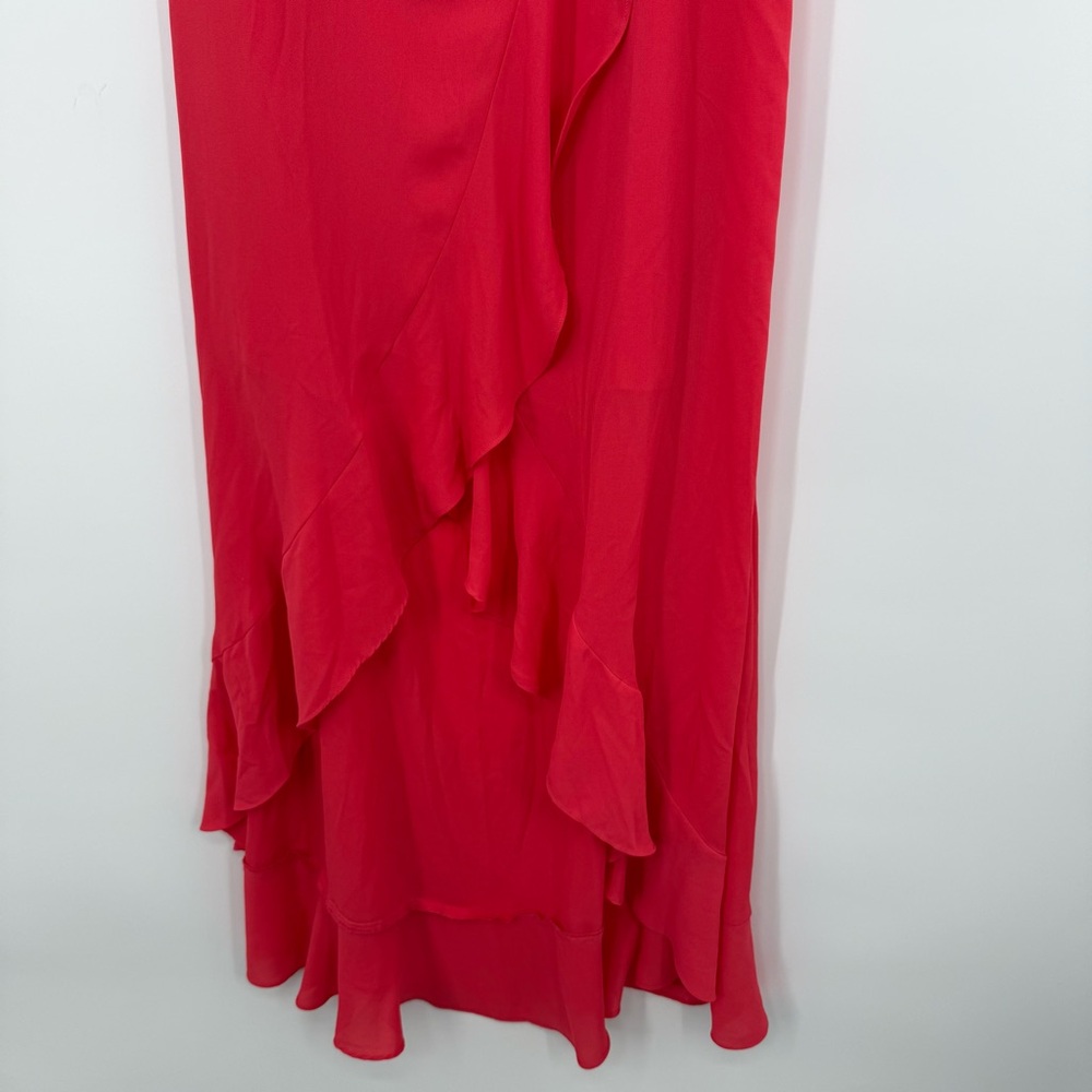 corey lynn calter asymmetrical dress ruffle red pink tube midi size 4 - Picture 4 of 8